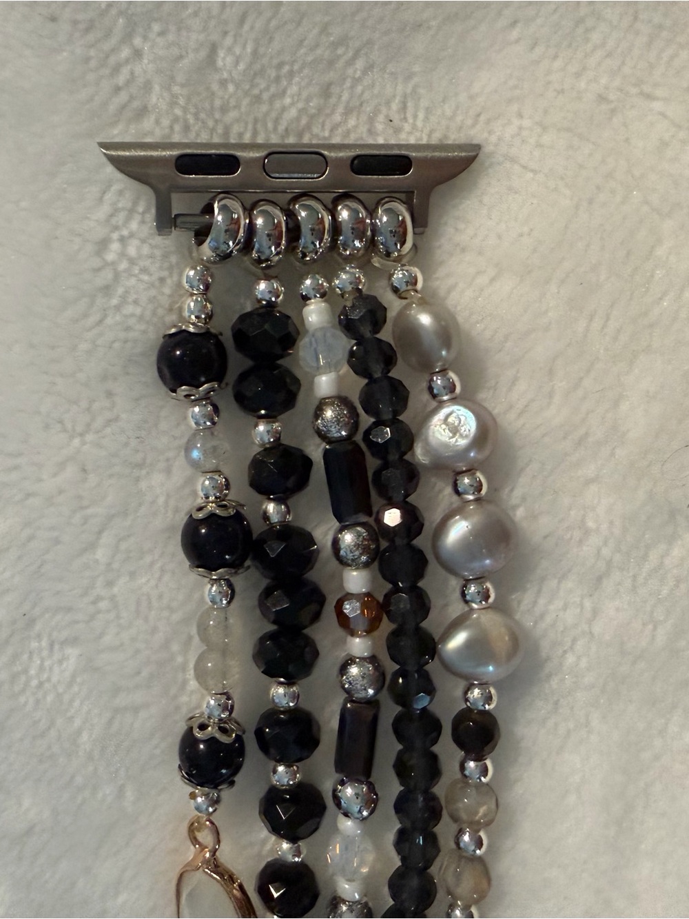 Cape Diablo Beaded Multi-Strand Watch Band - Black & Pearl